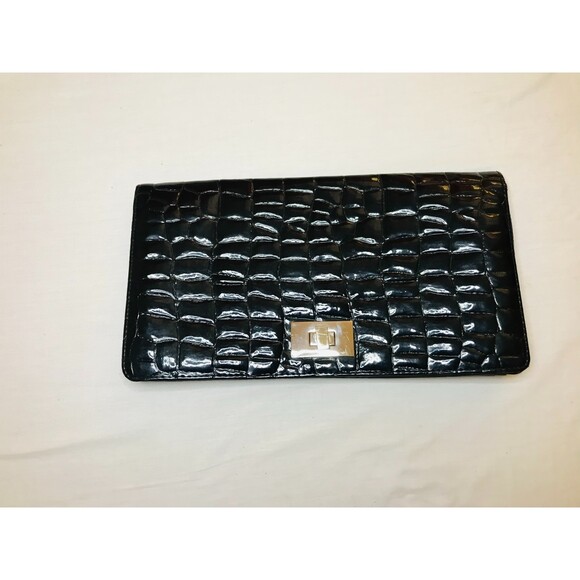 Murval Handbags - Murval Faux Crocodile Black Clutch Purse